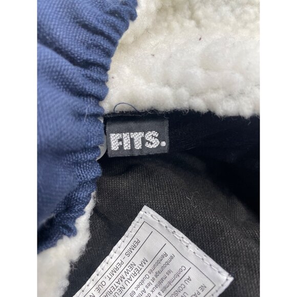 Fits. Unisex Navy Blue Cotton & Polyester Winter Hat With Ear Flaps - Picture 6 of 9